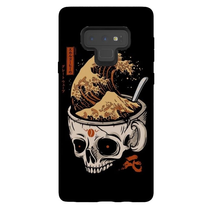 Galaxy Note 9 StrongFit The Great Wave of Skull Coffee by LM2Kone