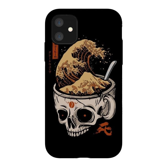 iPhone 11 StrongFit The Great Wave of Skull Coffee by LM2Kone