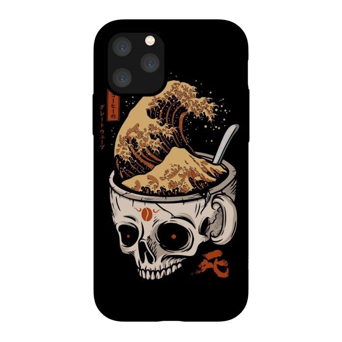 iPhone 11 Pro StrongFit The Great Wave of Skull Coffee by LM2Kone