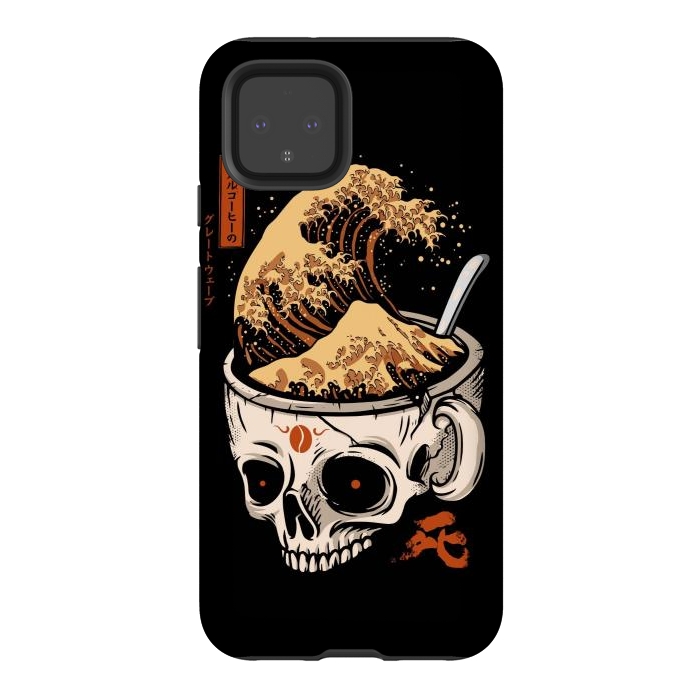 Pixel 4 StrongFit The Great Wave of Skull Coffee by LM2Kone