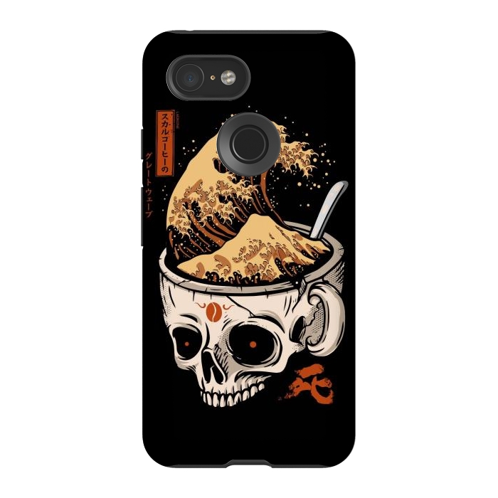 Pixel 3 StrongFit The Great Wave of Skull Coffee by LM2Kone