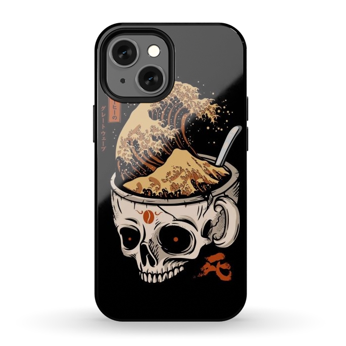 iPhone 12 mini StrongFit The Great Wave of Skull Coffee by LM2Kone