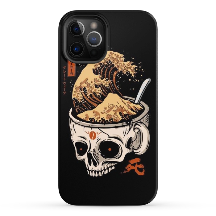 iPhone 12 Pro StrongFit The Great Wave of Skull Coffee by LM2Kone