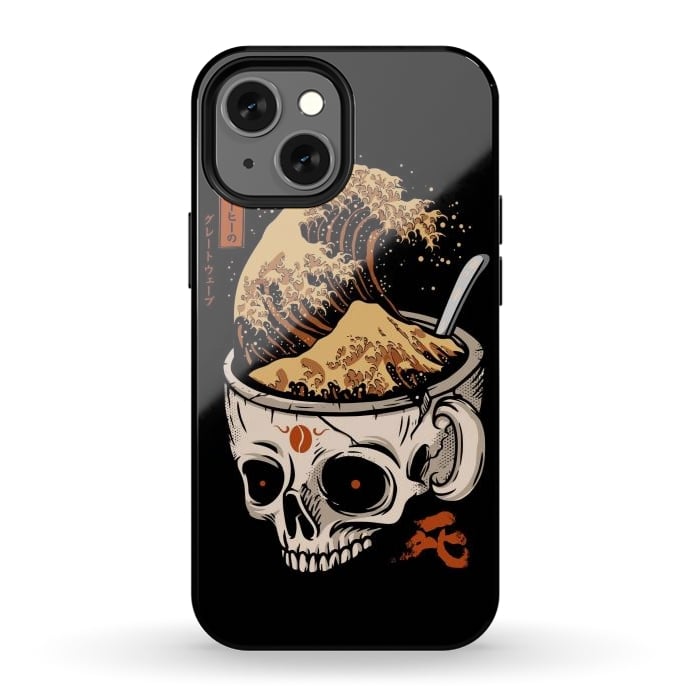 iPhone 13 mini StrongFit The Great Wave of Skull Coffee by LM2Kone