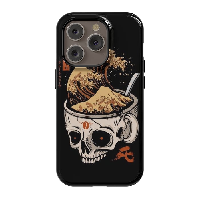 iPhone 14 Pro StrongFit The Great Wave of Skull Coffee by LM2Kone