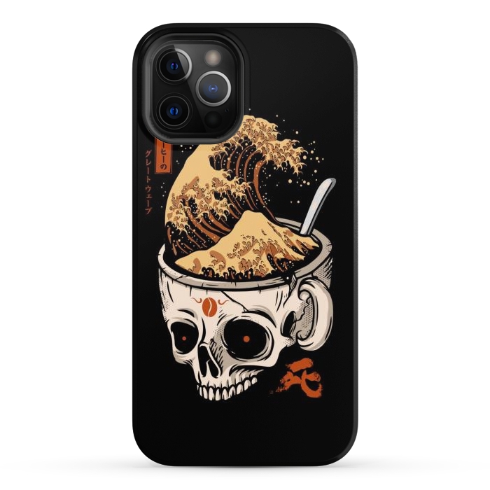 iPhone 12 Pro Max StrongFit The Great Wave of Skull Coffee by LM2Kone
