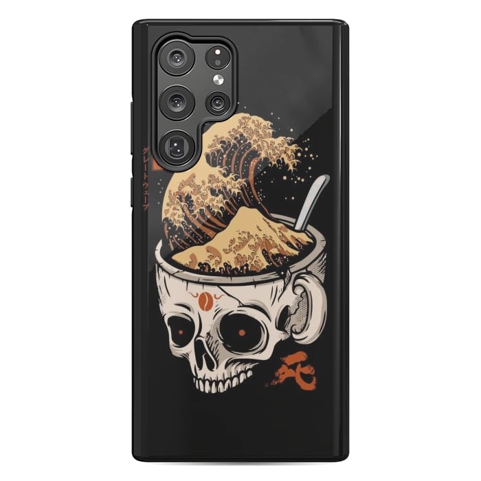 Galaxy S22 Ultra StrongFit The Great Wave of Skull Coffee by LM2Kone