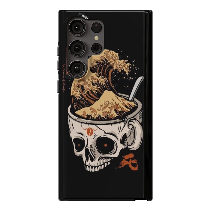 Galaxy S23 Ultra StrongFit The Great Wave of Skull Coffee by LM2Kone