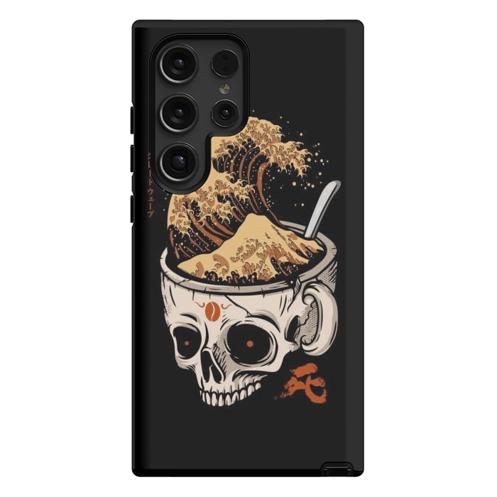 Galaxy S24 Ultra StrongFit The Great Wave of Skull Coffee by LM2Kone