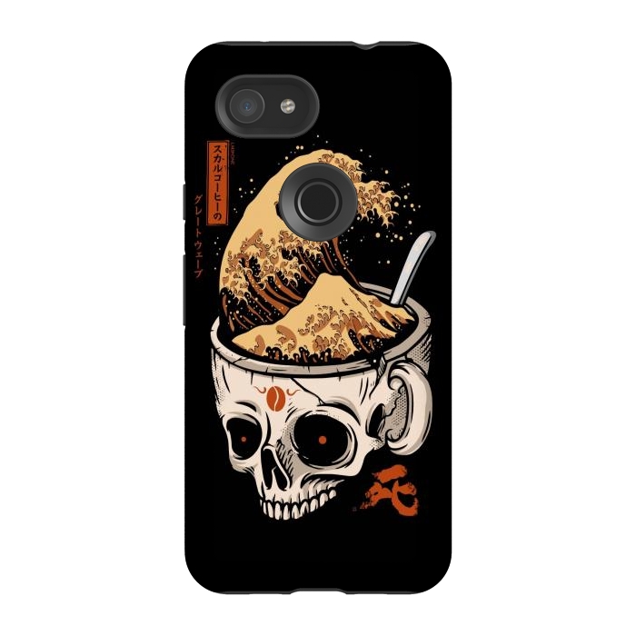 Pixel 3A StrongFit The Great Wave of Skull Coffee by LM2Kone