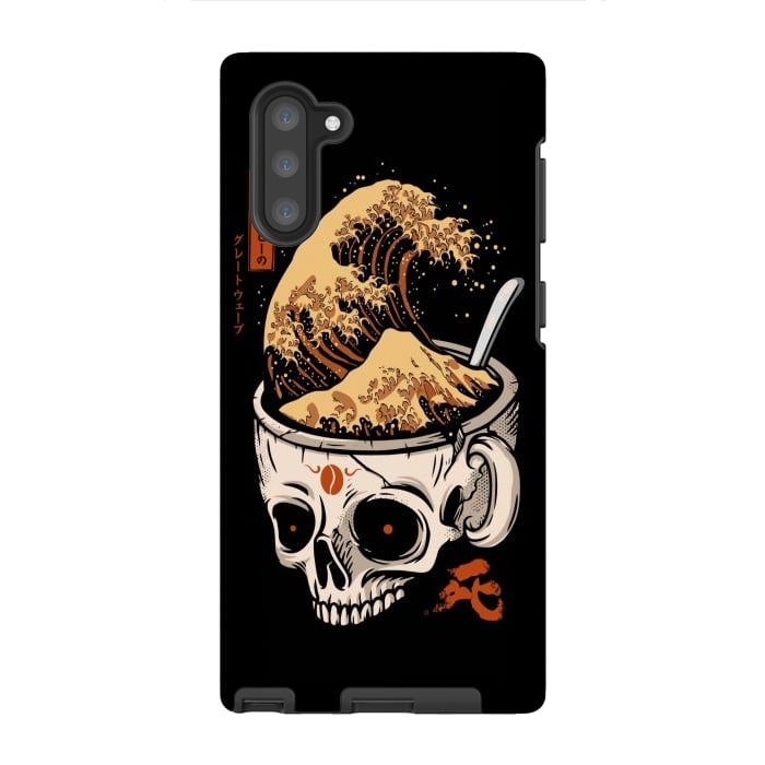 Galaxy Note 10 StrongFit The Great Wave of Skull Coffee by LM2Kone
