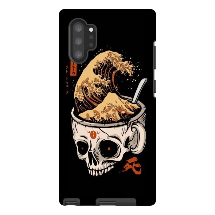 Galaxy Note 10 plus StrongFit The Great Wave of Skull Coffee by LM2Kone