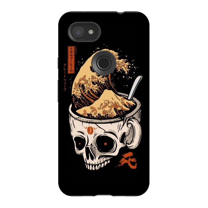 Pixel 3AXL StrongFit The Great Wave of Skull Coffee by LM2Kone