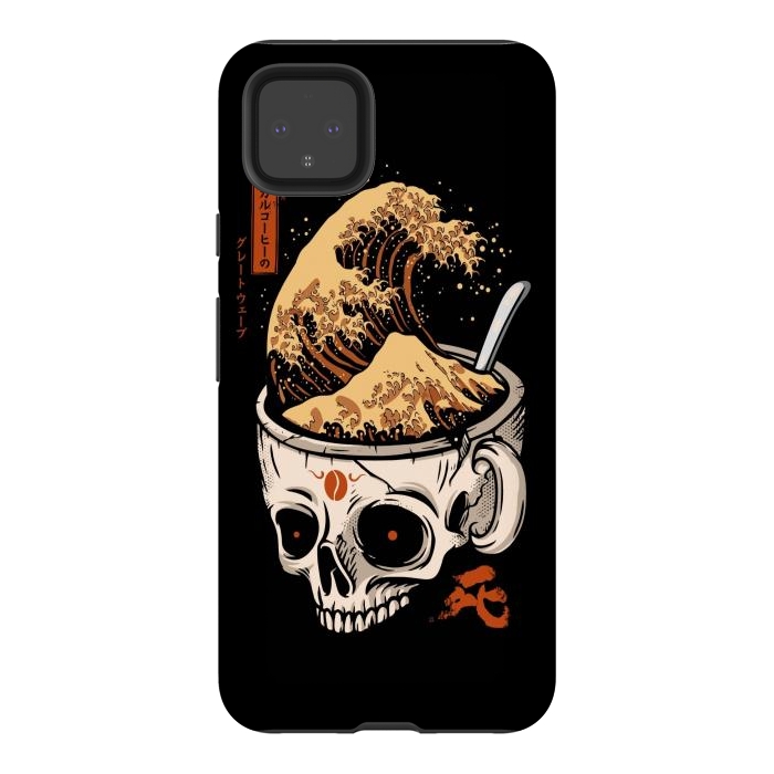 Pixel 4XL StrongFit The Great Wave of Skull Coffee by LM2Kone