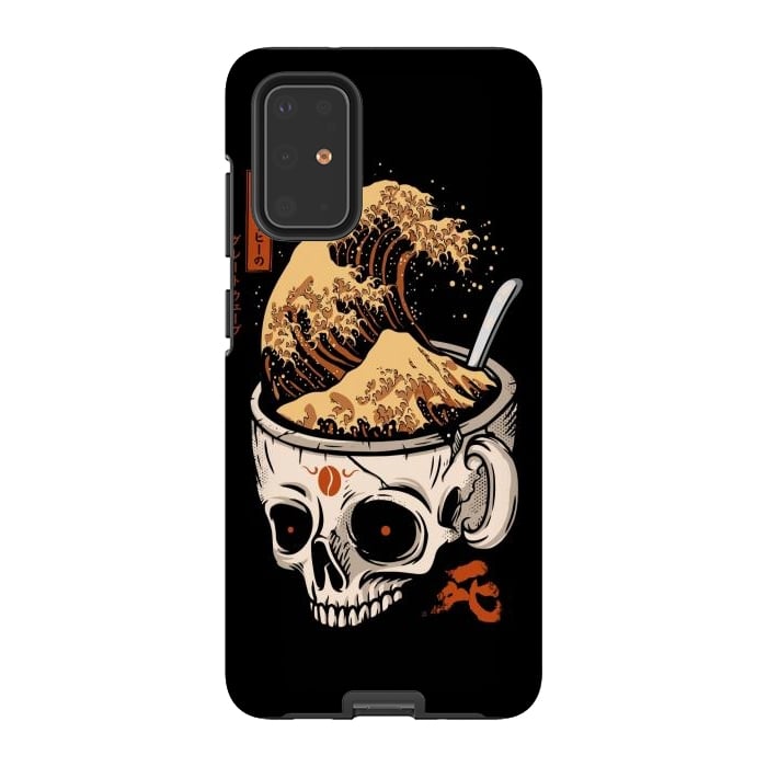 Galaxy S20 Plus StrongFit The Great Wave of Skull Coffee by LM2Kone