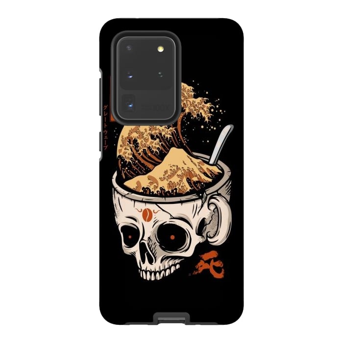 Galaxy S20 Ultra StrongFit The Great Wave of Skull Coffee by LM2Kone