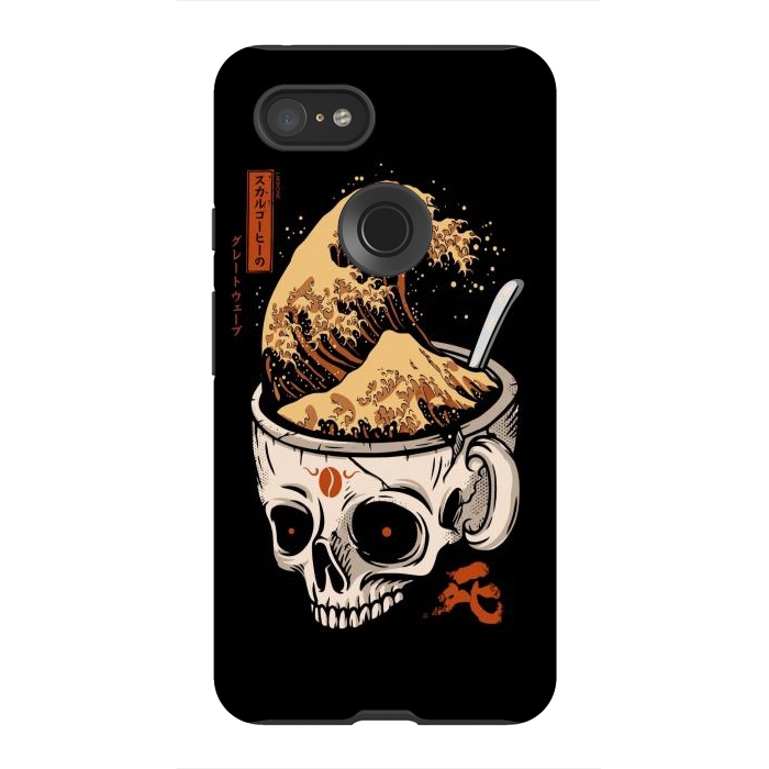 Pixel 3XL StrongFit The Great Wave of Skull Coffee by LM2Kone