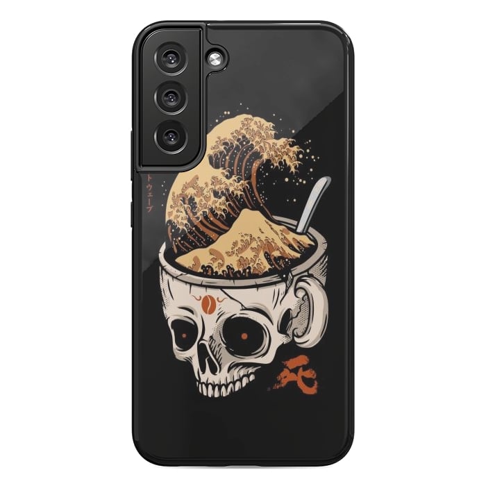 Galaxy S22 plus StrongFit The Great Wave of Skull Coffee by LM2Kone