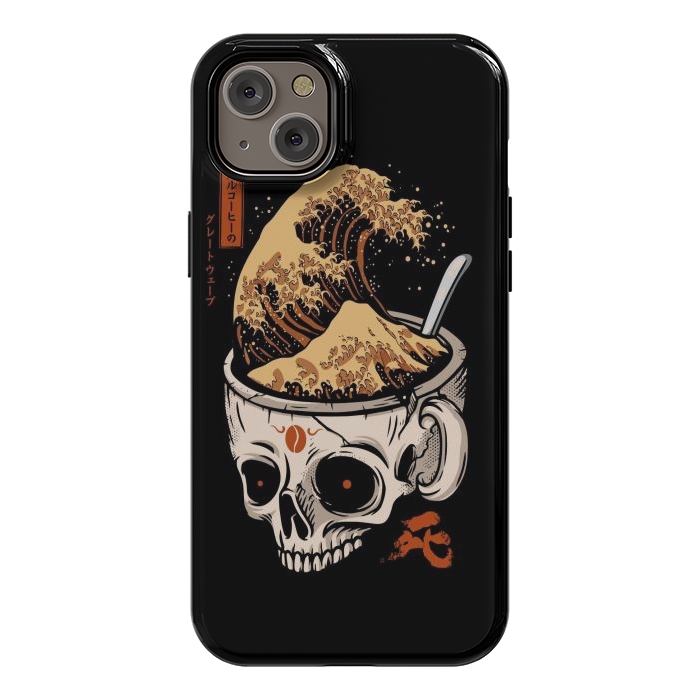 iPhone 14 Plus StrongFit The Great Wave of Skull Coffee by LM2Kone