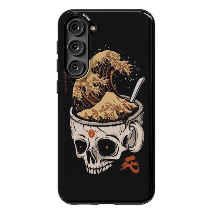 Galaxy S23 Plus StrongFit The Great Wave of Skull Coffee by LM2Kone