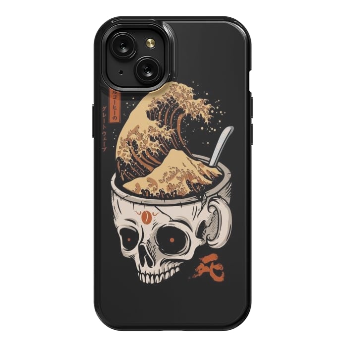iPhone 15 Plus StrongFit The Great Wave of Skull Coffee by LM2Kone