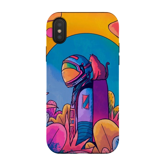 iPhone Xs / X StrongFit The astronaut and cat by Steve Wade (Swade)