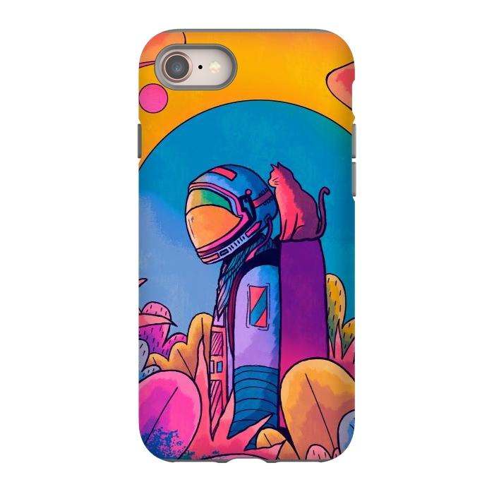 iPhone 8 StrongFit The astronaut and cat by Steve Wade (Swade)