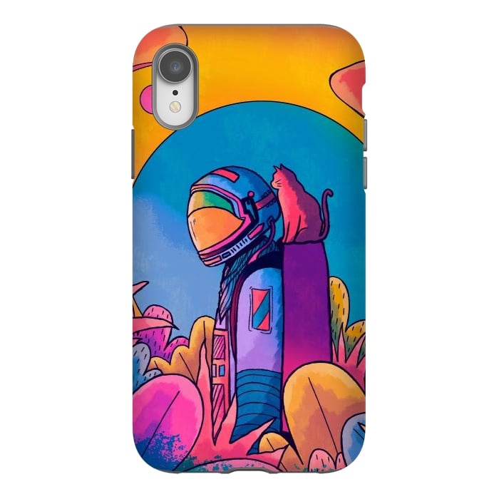 iPhone Xr StrongFit The astronaut and cat by Steve Wade (Swade)