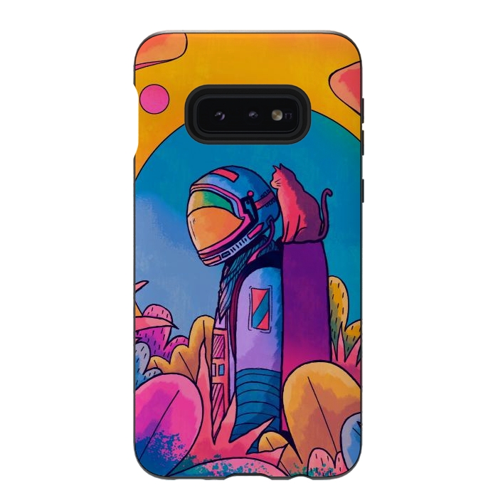Galaxy S10e StrongFit The astronaut and cat by Steve Wade (Swade)