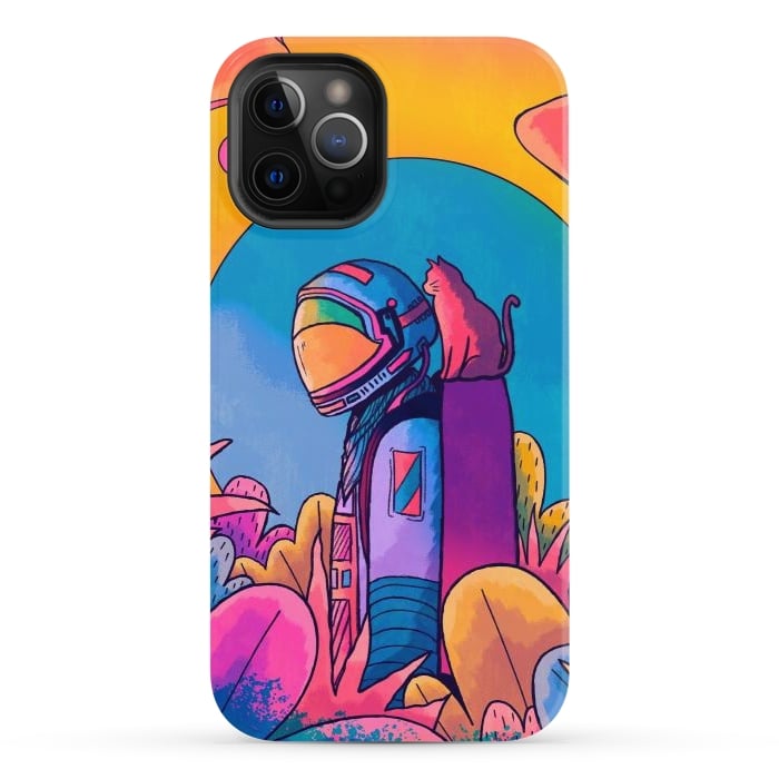 iPhone 12 Pro StrongFit The astronaut and cat by Steve Wade (Swade)