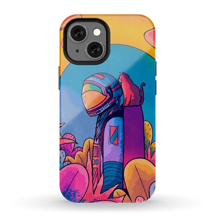 iPhone 13 mini StrongFit The astronaut and cat by Steve Wade (Swade)