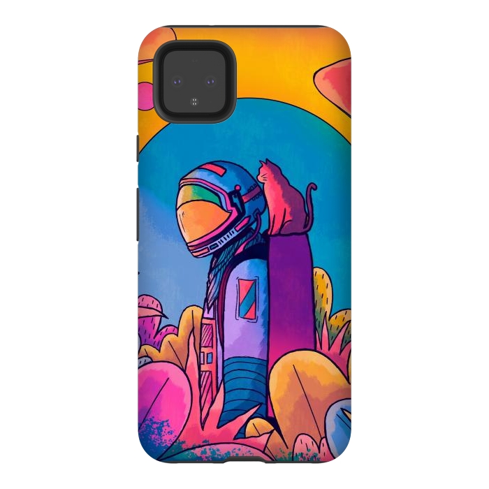Pixel 4XL StrongFit The astronaut and cat by Steve Wade (Swade)