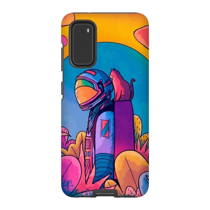 Galaxy S20 StrongFit The astronaut and cat by Steve Wade (Swade)