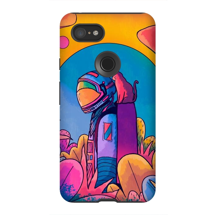 Pixel 3XL StrongFit The astronaut and cat by Steve Wade (Swade)