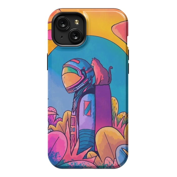 iPhone 15 Plus StrongFit The astronaut and cat by Steve Wade (Swade)