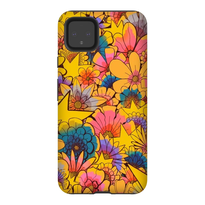 Pixel 4XL StrongFit Stars and flowers by Steve Wade (Swade)