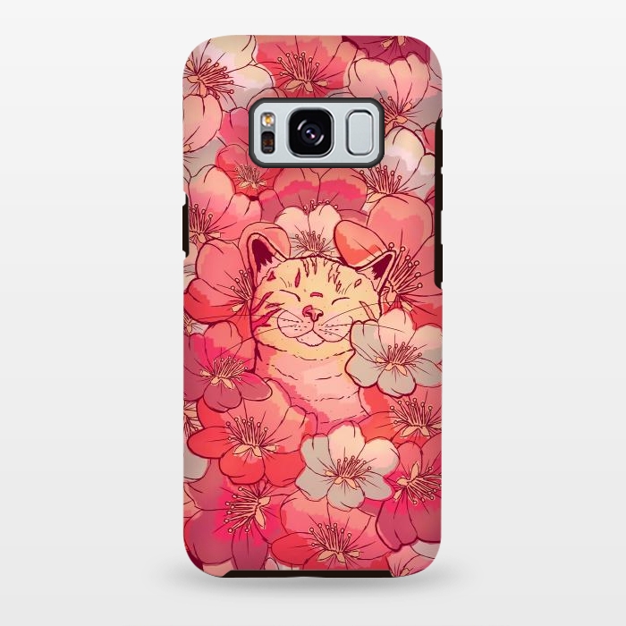 Galaxy S8 plus StrongFit The cherry blossom cat by Steve Wade (Swade)