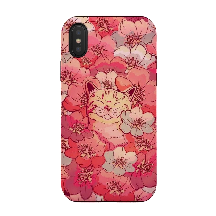 iPhone Xs / X StrongFit The cherry blossom cat by Steve Wade (Swade)