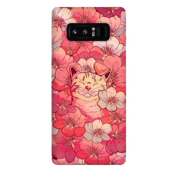 Galaxy Note 8 StrongFit The cherry blossom cat by Steve Wade (Swade)