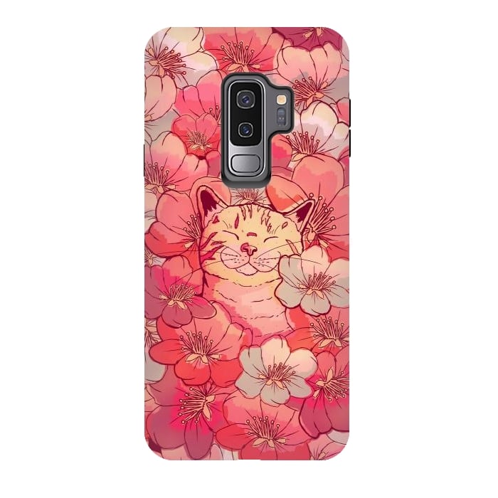 Galaxy S9 plus StrongFit The cherry blossom cat by Steve Wade (Swade)