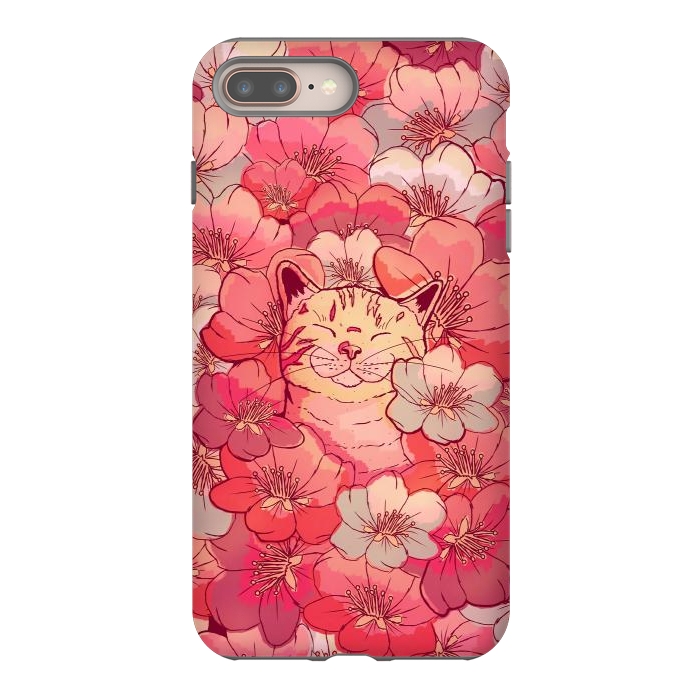 iPhone 8 plus StrongFit The cherry blossom cat by Steve Wade (Swade)
