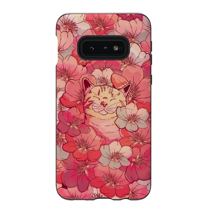 Galaxy S10e StrongFit The cherry blossom cat by Steve Wade (Swade)