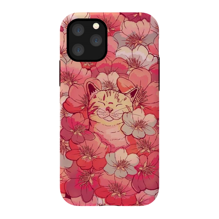 iPhone 11 Pro StrongFit The cherry blossom cat by Steve Wade (Swade)