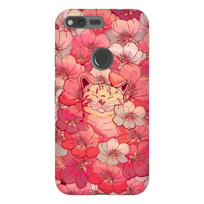 Pixel XL StrongFit The cherry blossom cat by Steve Wade (Swade)