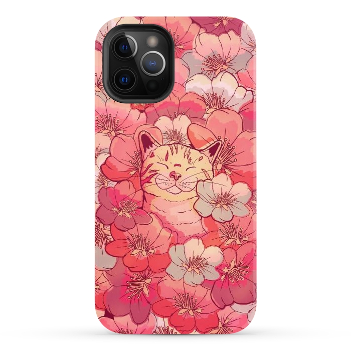 iPhone 12 Pro StrongFit The cherry blossom cat by Steve Wade (Swade)
