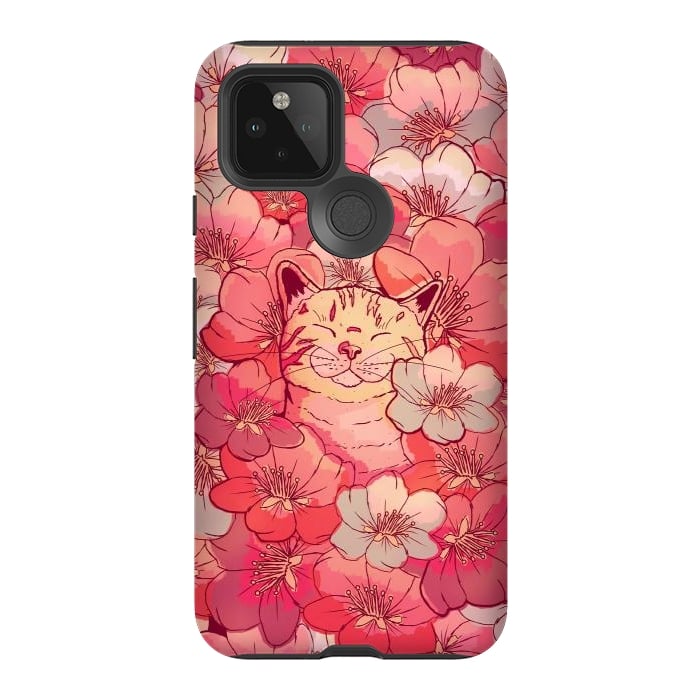Pixel 5 StrongFit The cherry blossom cat by Steve Wade (Swade)