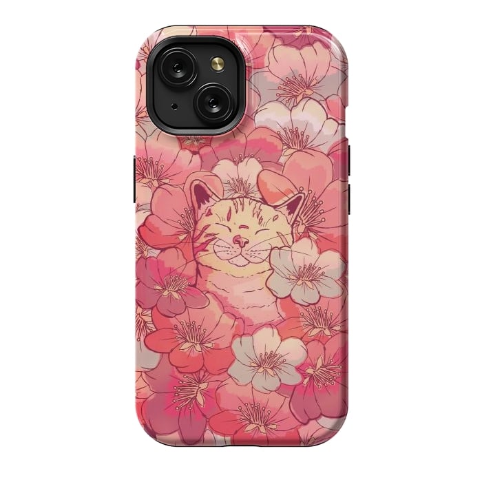 iPhone 15 StrongFit The cherry blossom cat by Steve Wade (Swade)