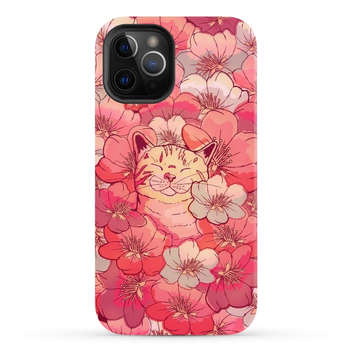 iPhone 12 Pro Max StrongFit The cherry blossom cat by Steve Wade (Swade)