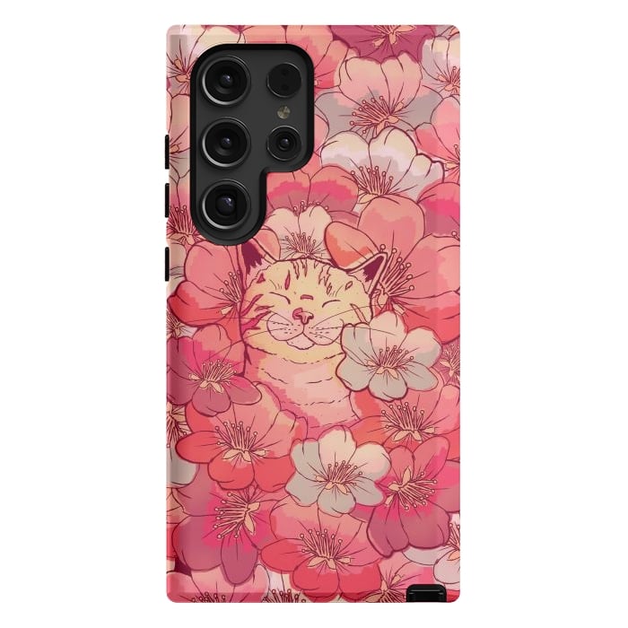 Galaxy S24 Ultra StrongFit The cherry blossom cat by Steve Wade (Swade)