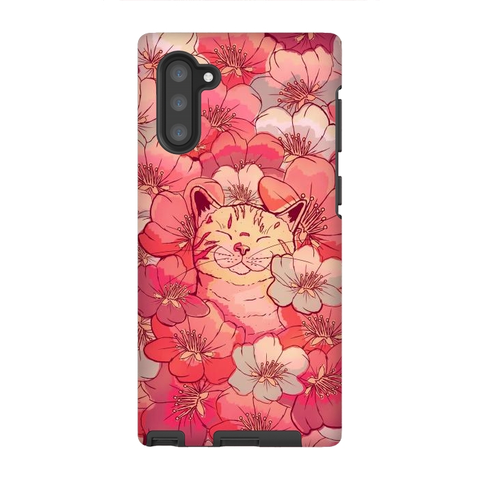 Galaxy Note 10 StrongFit The cherry blossom cat by Steve Wade (Swade)